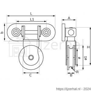 Dulimex DX 957-75E scharnierkatrol enkel polyamide wiel 75 mm elektrolytisch verzinkt per stuk gelabeld - L30204763 - afbeelding 2