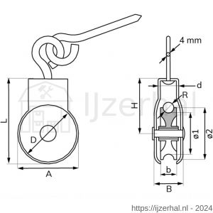 Dulimex DX 958-32E markieskatrol schroefoog polyamide wiel 32 mm elektolytisch verzinkt per stuk gelabeld - L30204764 - afbeelding 2