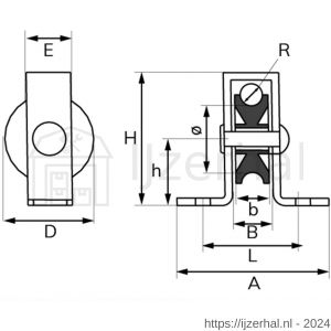 Dulimex DX 961-40E staande katrol enkel open behuizing polyamide wiel 40 mm elektrolystisch verzinkt per stuk gelabeld - L30204768 - afbeelding 2