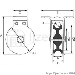 Dulimex DX 962-50E staande katrol enkel polyamide wiel 50 mm elektrolytisch verzinkt per stuk gelabeld - L30204770 - afbeelding 2