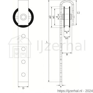 Dulimex DX 966-50E schuifdeur hangrol polyamide wiel 50 mm elektrolytisch verzinkt per stuk gelabeld - L30204776 - afbeelding 2