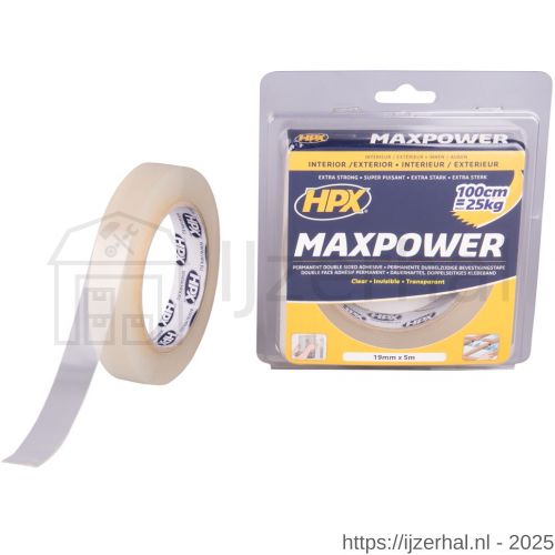HPX Max Power montage bevestigingstape transparant 19 mm x 5 m - L51700134 - afbeelding 1