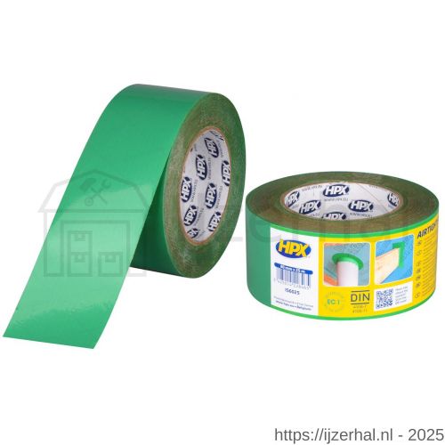 HPX Airtight Flex flexibele PE polyethyleen tape groen 60 mm x 25 m - L51700209 - afbeelding 1