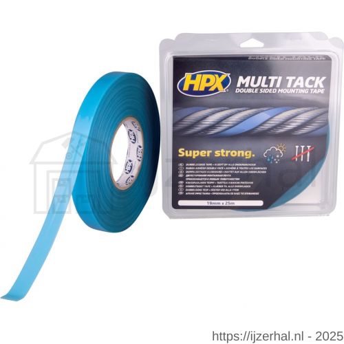 HPX dubbelzijdige Multi-tack polyester tape semi-transparant 19 mm x 25 m - L51700139 - afbeelding 1