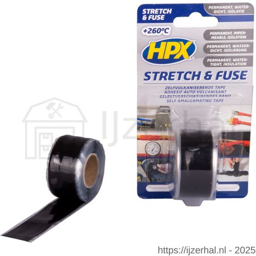 HPX Stretch en Fuse zelfvulkaniserende afdichtingstape zwart 25 mm x 3 m - L51700011 - afbeelding 1
