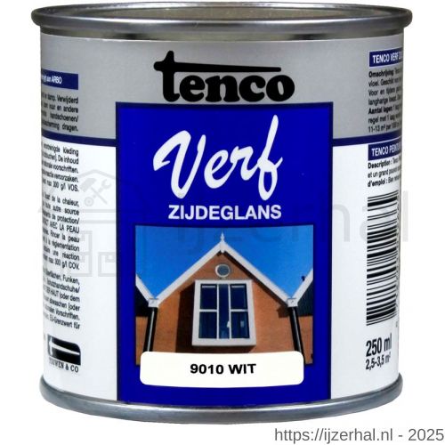 TencoVerf lakverf dekkend zijdeglans RAL 9010 wit 0,25 L blik - L40710354 - afbeelding 1