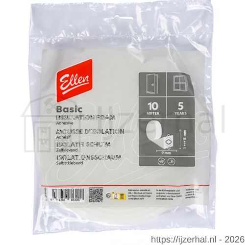 Ellen inbouwprofiel tochtband schuim zelfklevend Weatherstrip Foam 9x6 mm 10 m - L51010409 - afbeelding 1