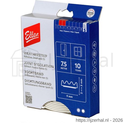 Ellen inbouwprofiel tochtband kunststof zelfklevend Weatherstrip Small kleine kier wit 7.5 m - L51010403 - afbeelding 1